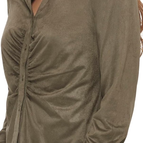 Calvin Klein Woman’s Collar Soft Cinched Micro Suede Shirt Size 3X - Picture 2 of 5